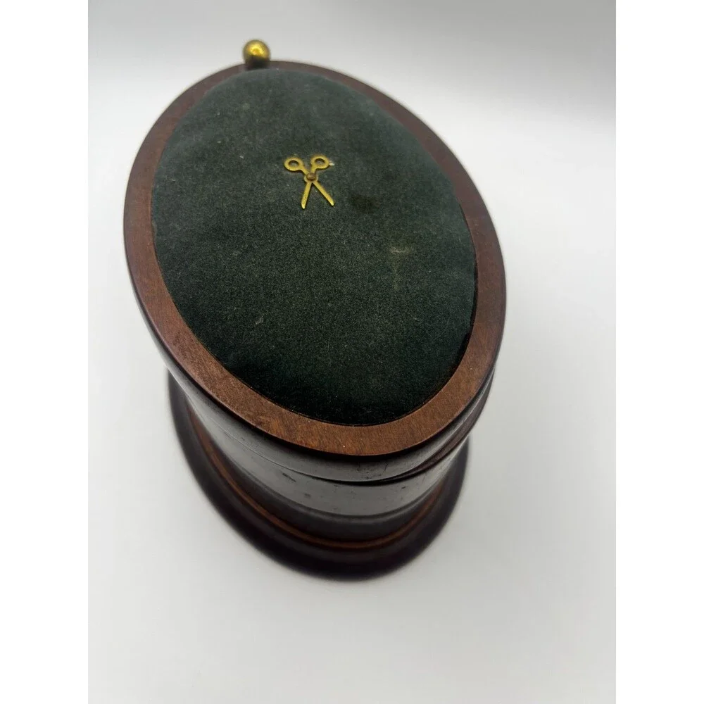 Vintage Bombay Company Wooden Sewing Box, Jewelry Organizer, Pin Cushion Lid